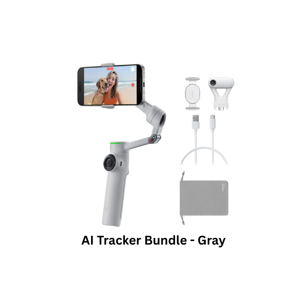 Insta360 Flow 2 Pro Gimbal Apple Dock Kit tracking with 200+ apps, multi-person tracking, 360-degree pan tracking, built-in tripod/selfie stick, iPhone and Android