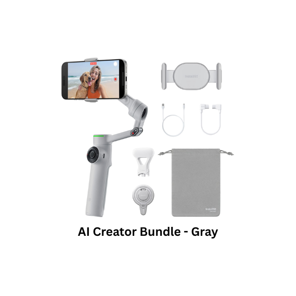 Insta360 Flow 2 Pro Gimbal Apple Dock Kit tracking with 200+ apps, multi-person tracking, 360-degree pan tracking, built-in tripod/selfie stick, iPhone and Android