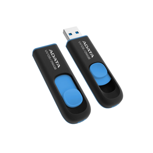ADATA UV128 USB 3.2 Retractable Capless Blue Flash Drive