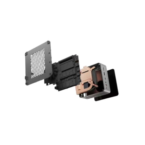 Mini Computer cooling system components on a white background