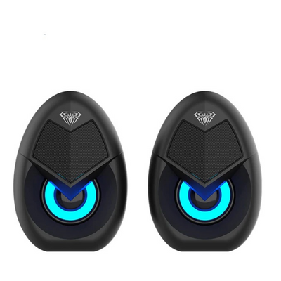 AULA N69 RGB Mini Speaker, 3.5mm Jack, 2.0 USB Wired Computer Speaker