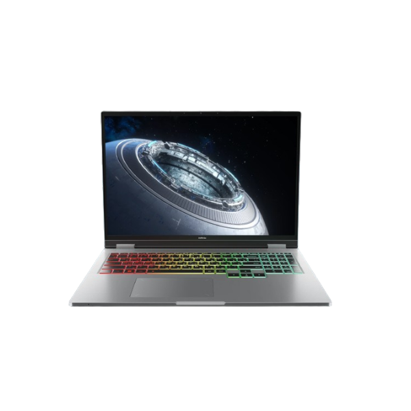 Infinix GT Book Laptop with a colorful keyboard on a white background
