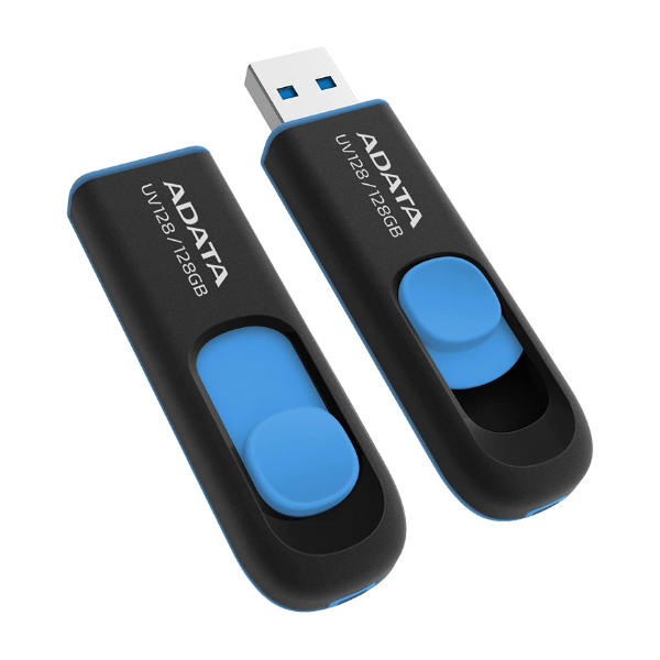 ADATA UV128 USB 3.2 Retractable Capless Blue Flash Drive