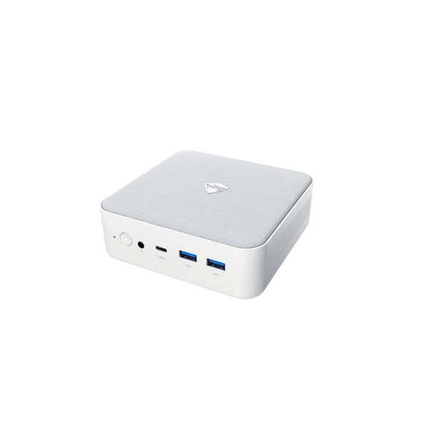 White electronic device with USB ports on a white background