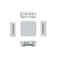 Collection of white electronic devices on a white background