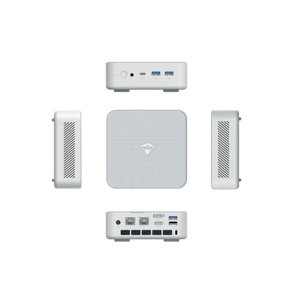 Collection of white electronic devices on a white background