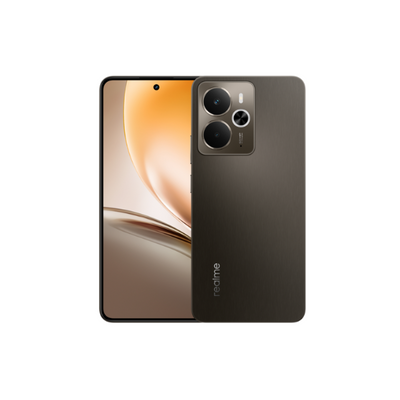 Smartphone with screen and back view on a white background
