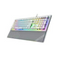 AULA L2098 RGB Mechanical Gaming Keyboard, 104 Floating-Keys Keyboard with Tactile Crystal Switches, Silver Metal Board, Magnetic Light Bar Wrist Rest Plus 4 Backlit/Media Control Knob Buttons WHITE