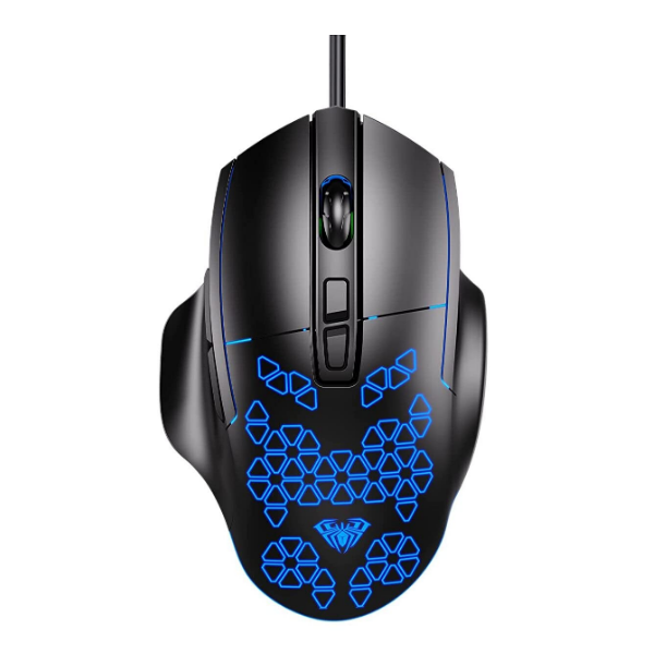 AULA F812 Wired Gaming Mouse, Macro - Hexagonal Computer Mice with RGB Backlit |7 Customized Marco Keys with Light Effect, Adjustable 4800 DPI Optical Sensor