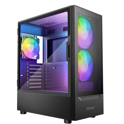Antec NX410 ATX Mid-Tower Case, Tempered Glass Side Panel, Full Side View, Pre-Installed 2 x 140mm in Front & 1 x 120 mm ARGB Fans in Rear WHITE/BLACK
