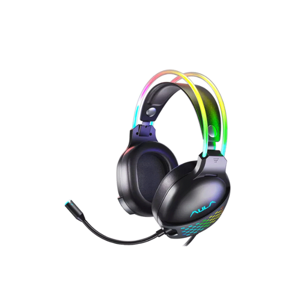 AULA S503 Gaming Headset RGB Headband Cool LED Noise Cancelling 7.1 Stereo 360° Mic HD Calling Lightweight Design Skin-Friendly Fits PC Laptop