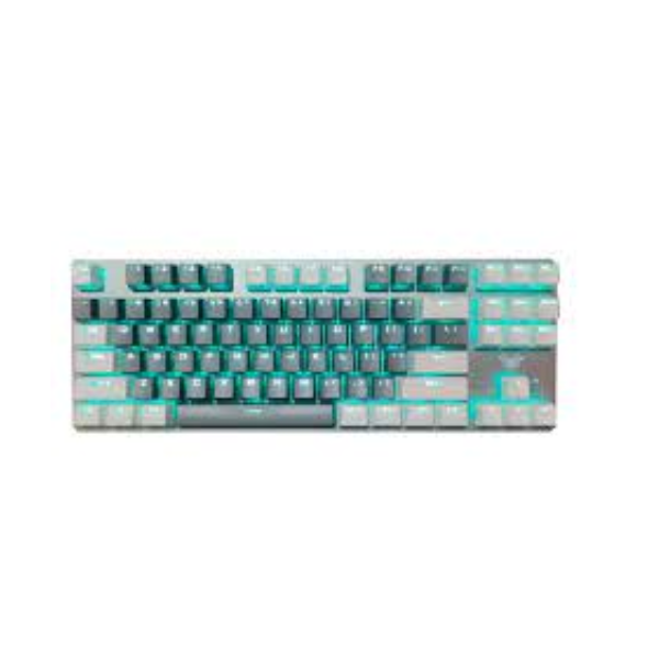 AULA F3287 Wired TKL Rainbow Mechanical Gaming Keyboard, 80% Compact Tenkeyless 87 Keys Layout w/Tactile Brown Switches, White & Grey Mixed-Color Keycaps, Programmable Macro Keys