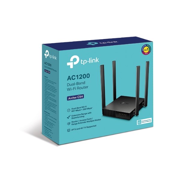 TP-Link C54 AC1200 Dual-Band Wi-Fi Router Packaging