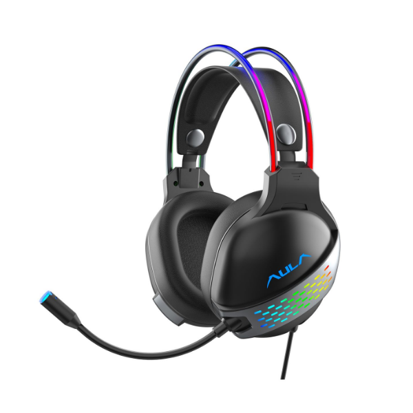 AULA S503 Gaming Headset RGB Headband Cool LED Noise Cancelling 7.1 Stereo 360° Mic HD Calling Lightweight Design Skin-Friendly Fits PC Laptop